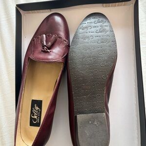 Sofft Maroon Leather Slip-Ons